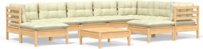 vidaXL Set mobilier grădină cu perne crem, 10 piese, lemn masiv de pin