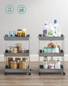 OFERTA Etajera multifunctionala pe roti MOBIX cu 3 cosuri, gri II. calitate