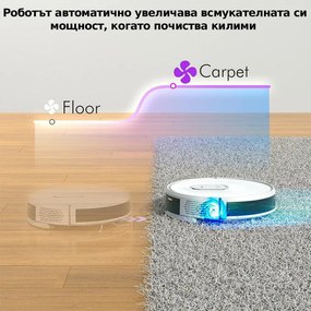 Robot aspirator Neabot NoMo Q11, Li-ion 5200 mAh, Wi-Fi, 50W, 4000 Pa, 2.5 l, Curatare uscata / umeda, Filtru HEPA lavabil, Autogolire, Alb / Negru