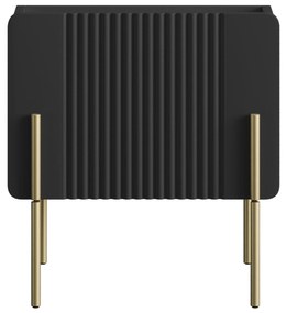Noptieră Malmi 45 cm cu sertar - negru mat / picioare aurii