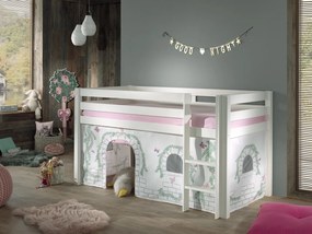 Perdea de joacă cu tema BIRDY pentru pat semi-supraetajat pentru copii PINO, alb roz – Vipack