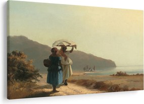 Tablou - Camille Pissarro, Two Women Chatting by the Sea, St. Thomas, reproducere (90x60 cm)