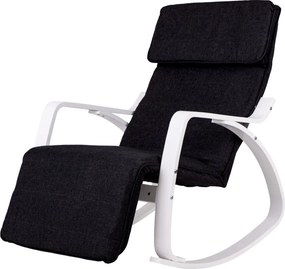 Scaun balansoar alb negru cu suport pentru picioare reglabil
