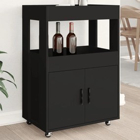 848270 vidaXL Cărucior de bar, negru, 60x39,5x89 cm, lemn prelucrat