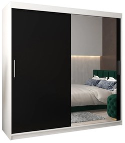 Dulap de haine 200 cm Toki 2 (alb mat + negru mat). 1065014