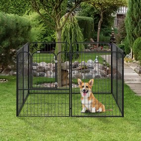 PawHut Tarc Modular Metalic pentru Animale, Flexibil și Ușor de Configurat, Dimensiuni 79x100 cm, Negru | Aosom România