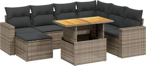 vidaXL Set canapele de grădină cu perne, 8 piese, gri, poliratan