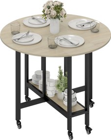 HOMCOM Masă pliabilă, masă cu funcție pliabilă și raft deschis, masă mobilă de bucătărie pentru sufragerie, spații mici, lemn natural | Aosom Romania