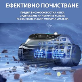 Robot curatare piscine fara fir Wybot C1, 65W, SMART, Pentru pana la 150 m², 4 moduri, Auto-parcare, Auto-revers, IPX8, Negru