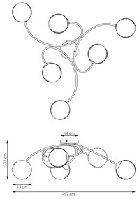 Lustră aplicată VIBRA 6xE14/10W/230V negru/gri