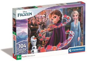 Disney Regatul de gheață Leaves Puzzle cu sclipici Clementoni de 104 piese