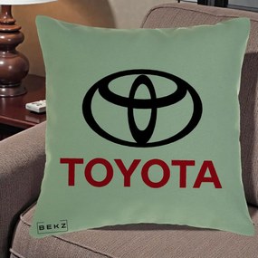 Perna Personalizata cu emblema Toyota, 40x40 cm, Verde, Husa Detasabila, Perna Inclusa, BEKZ®