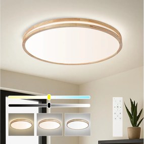 Brilagi - Lampă LED dimabilă MOLINA LED/100W/230V 3000-6000K stejar diam. 80 cm + telecomandă