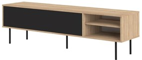 Comodă TV negru-natural cu aspect de lemn de stejar 165x40 cm Ampère – TemaHome