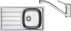 Set chiuveta bucatarie inox Franke Spark 78x43.5 cm cu 1 cuva si picurator stanga finisaj texturat plus baterie crom