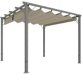 Outsunny Pergolă de Grădină 3 x 3 m, Acoperiș de Terasă Ajustabil, Cadru din Aluminiu, Protecție Solară UPF30+, Gri | Aosom Romania