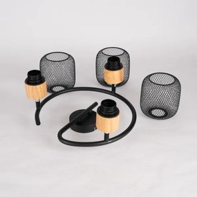 Brilagi - Spot BASKLITE 3xE27/15W/230V lemn de cauciuc/negru