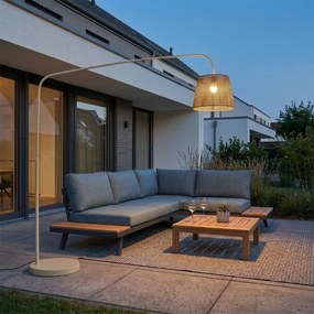 Lampă de podea de exterior Japandi bej cu abajur din frânghie IP44 - Arc Jayla