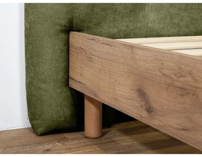 Pat matrimonial verde tapițat cu somieră 160x200 cm Kumo – Bobochic Paris