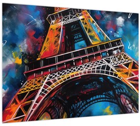 Tablou pe sticlă - Pictură a Turnului Eiffel II. (70x50 cm)