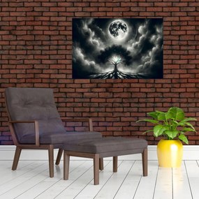 Tablou – Arbore alb-negru în lună plină (90x60 cm)