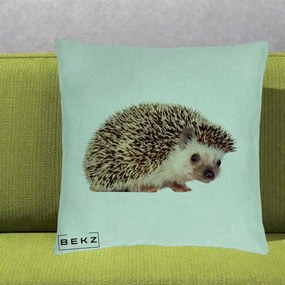 Perna Decorativa Arici Fotorealist, 40x40 cm, Verde Menta, Husa Detasabila, Perna Inclusa, BEKZ®