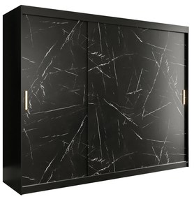Dulap de haine 250 cm Marbelo T (mat negru + marmură neagră). 1064553