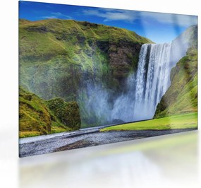 Tablou pe sticlă - Cascada Seljalandsfoss (70x50 cm)