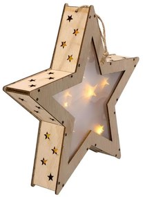 Stea de Crăciun din lemn cu efect 3D, 8 LED-uri