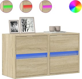 vidaXL Comodă TV de perete cu LED, 2 buc. stejar sonoma, 41x31x45 cm
