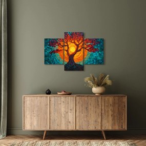 Tablou - Arborele vieții și soarele în mozaic (90x60 cm)