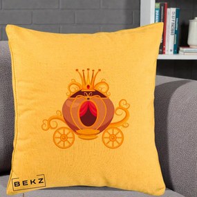 Perna Decorativa Trasura Regala Aurie, 40x40 cm, Galben, Husa Detasabila, Perna Inclusa, BEKZ®