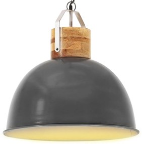 Lampa suspendata industriala, gri, 51 cm lemn mango, E27 rotund 1, Gri, 51 cm, 1