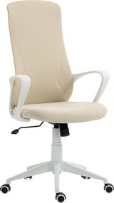 Vinsetto Scaun de birou rotativ Înălțime reglabilă cu cotiere Funcție basculantă Spătar înalt 62x56x110-119,5cm Bej | Aosom Romania