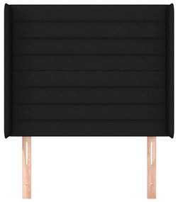 Tablie de pat cu aripioare, negru, 93x16x118 128 cm, textil 1, Negru, 93 x 16 x 118 128 cm
