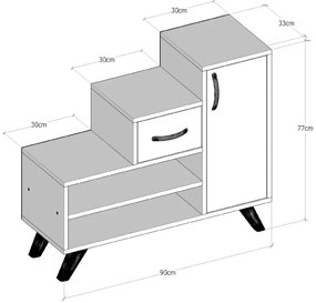 Pantofar cu dulapior 90 X 77 X 33 Retro - Sonoma