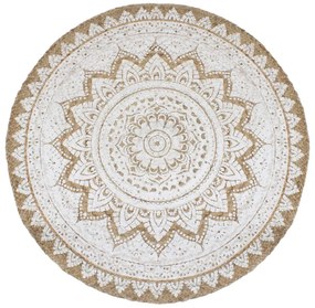 vidaXL Covor din iută împletită cu imprimeu, 180 cm, rotund
