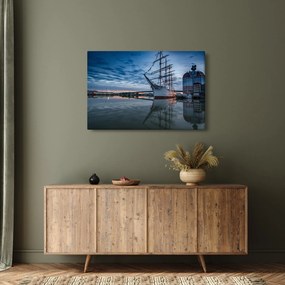 Tablou cu barcă cu pânze (90x60 cm)