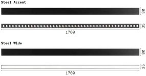 Lustra liniara cu lumina directa si indirecta STEEL WIDE Black 4000K