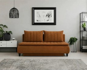 Canapea extensibila HARRY, stofa catifelata maro - Element 07, cu lada