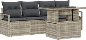 vidaXL Set de canapele pentru grădină 5 pcs Gri deschis Rattan poli