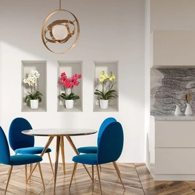 Set 3 autocolante 3D pentru perete Ambiance Orchids