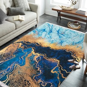 Covor antiderapant cu model albastru abstract Lăţime: 80 cm | Lungime: 150 cm