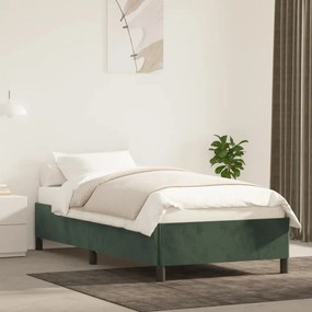 347303 vidaXL Cadru de pat, verde închis, 90x200 cm, catifea