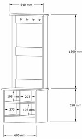 Cuier cu dulap pentru pantofi Mare White and Sapphire Oak