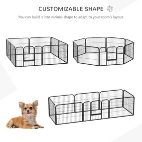 PawHut gard pentru animale, 8 piese, 80x60cm, negru | AOSOM RO