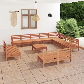 3083172 vidaXL Set mobilier de grădină, 13 piese, maro miere, lemn masiv pin