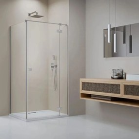 Cabina de dus dreptunghiulara cu usa batanta Radaway Essenza KDJ 120x80 cm finisaj nichel periat-transparent dreapta