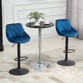 HOMCOM Set 2 Scaune de Bar Reglabile, Confortabile, Design Modern, 51.5x48x83-104 cm, Albastru | Aosom Romania