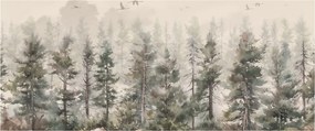 Tablou - Pădurea de pini I., aquarel (120x50 cm)